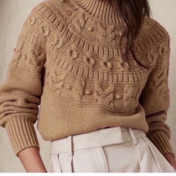 Banana Republic Mock Turtleneck cable knit Sweater s M - Picture 1 of 7